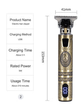 Professional Cordless Hair Trimmer Rechargeable T-Blade Trimmer Hair Clippers